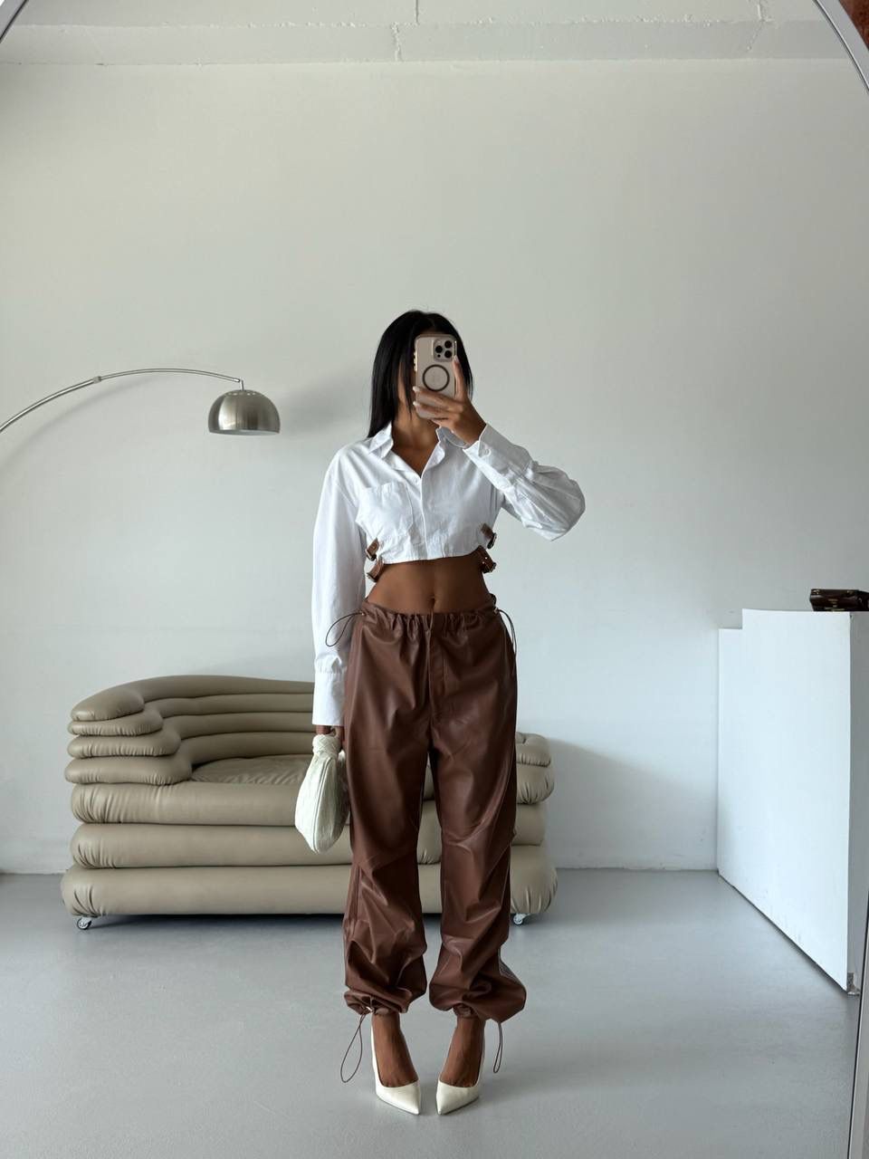 Pantalone in Ecopelle Caramello
