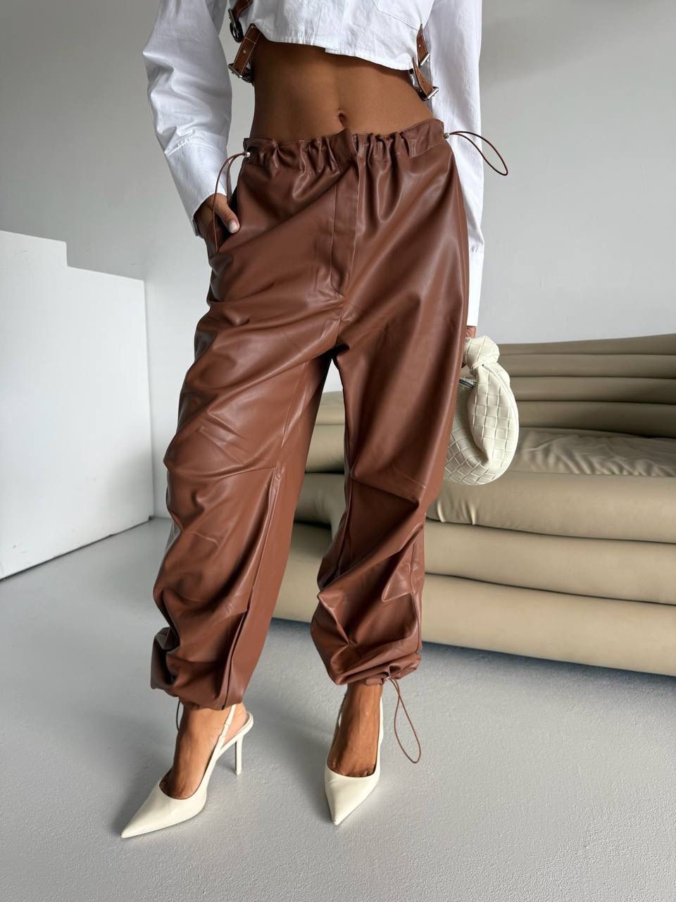 Pantalone in Ecopelle Caramello